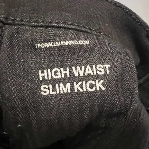 7 for all mankind high waist slim kick black 25 $153 - Picture 9 of 14